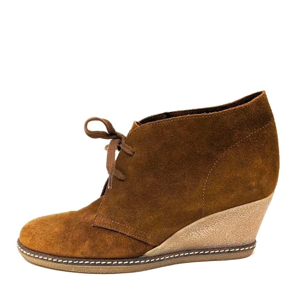 J.Crew Wedge Ankle Boots Women 9 Brown Suede Lace Up Chukka Desert Booties 26071